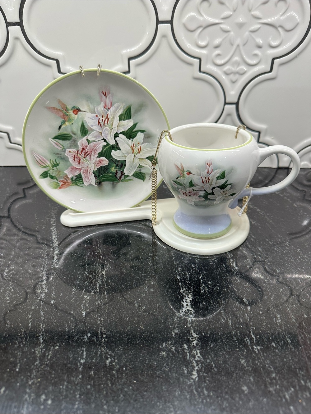 Hummingbirds and Lilies Cup and Saucer